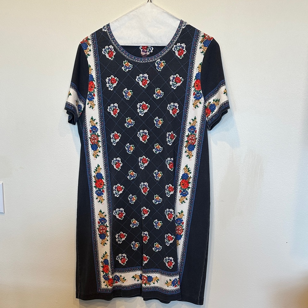 Tory Burch Navy Dress with Red Floral Design